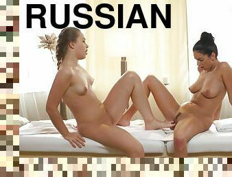 Tender Toes Of Russian Lesbian Plays With Girl's Clit