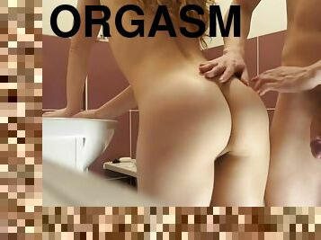 Homemade bathroom fuck with multiple screaming female orgasms from cock
