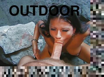 Exotic Nymph Gives Him A Wild Outdoor Experience