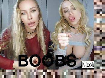 gros-nichons, masturbation, lesbienne, hardcore, pornstar, doigtage, secousses, bas, blonde, gros-seins