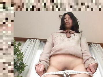 shy asian girl takes off panties