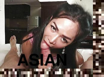 asiatique, transsexuelle, anal, fellation, ladyboy, point-de-vue, lingerie, bout-a-bout