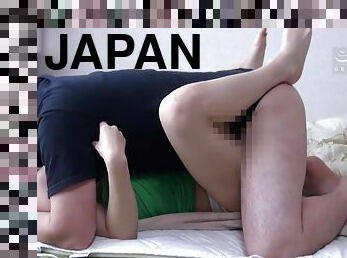 Brunette Japanese slut gets fucked by three horny guys
