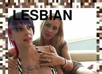 lesbiana, adolescente, mamá, con-los-dedos, hija, oral
