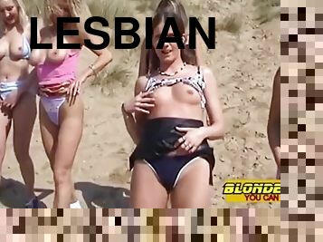 al-aire-libre, arnés, lesbiana, madurita-caliente, adolescente, mamá