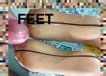 Close up nylon feet footjob and teasing compilation