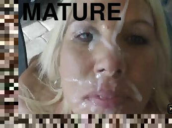 Handjob Giving Head Facial for a Dirty Talking Mature