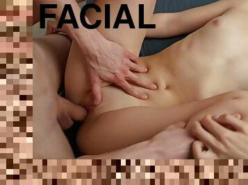 Gentle sex, gentle pussy licking, facials