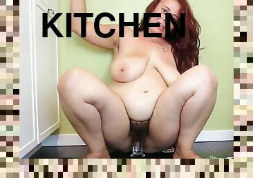 GILF Playing In The Kitchen - fat slut solo