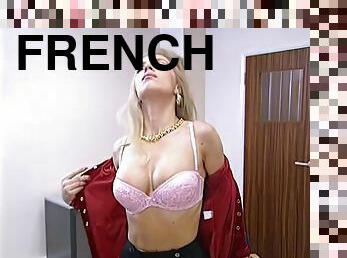 française, blonde, lingerie