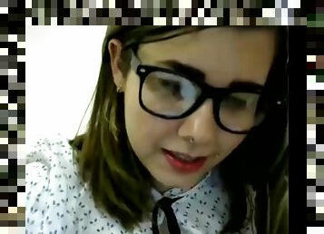 Cute teen girl in glasses gets Massive Facial