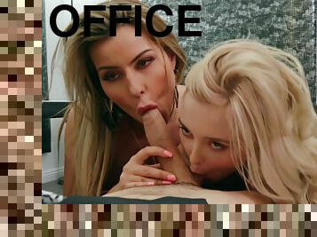 bureau-office, orgie, fellation, lesbienne, jouet, trio, entrevue, cougar