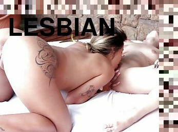 Young bubble butt lesbians making out and slupping pussies at casting