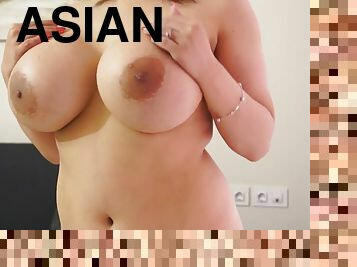 Asian tits oiled up and ready for massage with titjob - hardcore with busty exotic babe