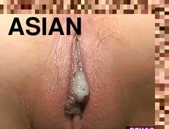 Asian babe in homemade porn with creampie cumshot - cum in pussy