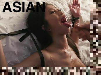 asiatisk, store-pupper, kone, blowjob, cumshot, hardcore, japansk, deepthroat, bdsm, facial