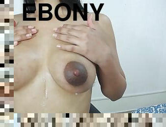 Sweet Anny's puffy lactating tits - ebony MILF topless on webcam