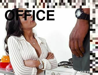 bureau-office, énorme-bite, interracial, milf, black, pute, belle