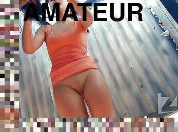 chatte-pussy, amateur, cam, plage, voyeur, rasé