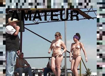 Naked Amateur Sex Pole Dancing Finalists At Iowa Biker Rally -Public