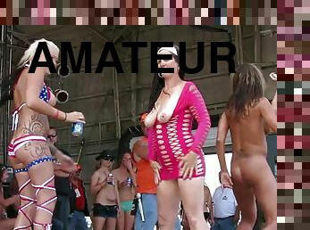 Amateur Sex Strip Contest At Iowa Biker Rally -Public