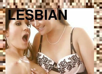 Hot lesbian threesome orgy