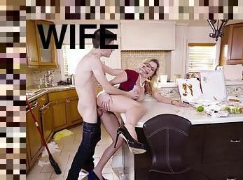 Sexy housewife Cory has sex with a cleaning guy. Part 1 of 2.