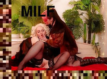 Two kinky MILFs in furs and stockings role play