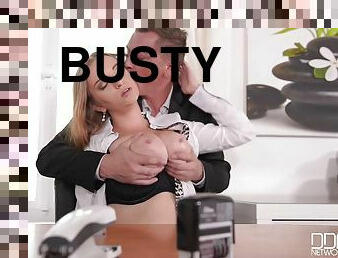 Hot busty office MILF hardcore porn video