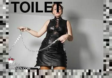 Used in chains and tied up as a guest slave in the toilet