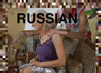 russisk, milf, mor, massage