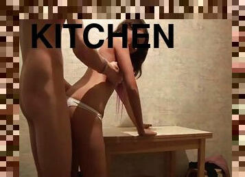 Sex scene at a spectacular party filmed in the kitchen