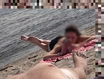 DICK FLASH ON BEACH - Small cock flashing in public