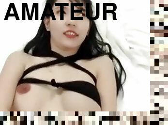 ázsiai, maszturbálás, amatőr, webkamera, szólóban, cikizés