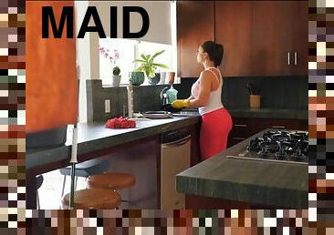 Maid has huge tits and ass on her