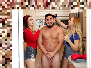 Naked men swap their babes in a glorious home foursome