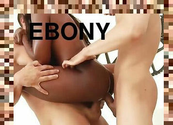Ebony hottie gets gangbanged