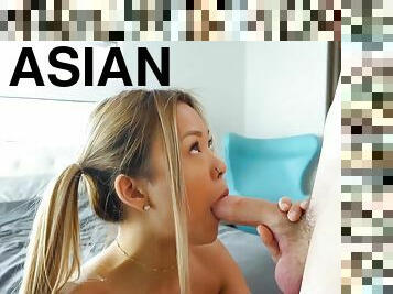 Lustful asian teen Lulu Chu creampie breathtaking porn clip