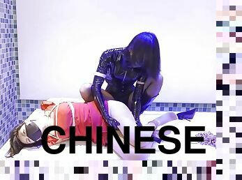 asiatique, lesbienne, bdsm, fétiche, bâillonnement, chinoise, bondage, brunette, talons-hauts