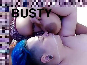 Colombian busty lesbians sucking milk from huge boobs