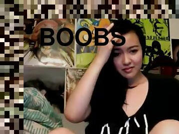 Flashing boobs on live webcam