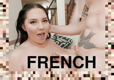 Fat brunette in bikini gets fucked by tattooed French dude