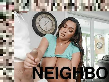 Super-Hot Neighbor Big Natural MILF Drain Perverted New Stepson - Threesome with SlimThick Vic, Ashlyn Peaks, Johnny Love