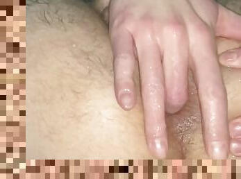 Close up fingering my ass in the shower