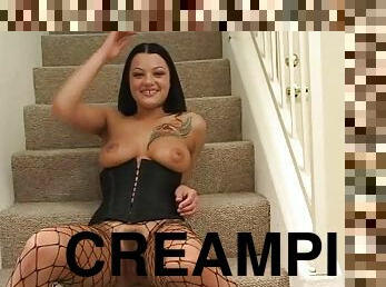 hårig, anal, blandade-raser, creampie