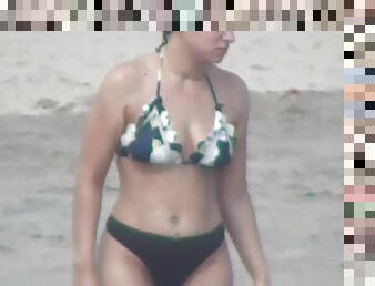 Hot latina babe in bikini voyeur beach video