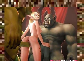 Sweet characters from 3d games sucking and rides on a huge long cock