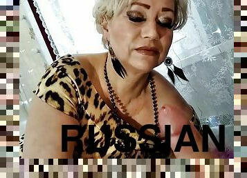 orang-rusia, matang, menghisap-zakar, tegar, creampie, pasangan, european, euro, closeup