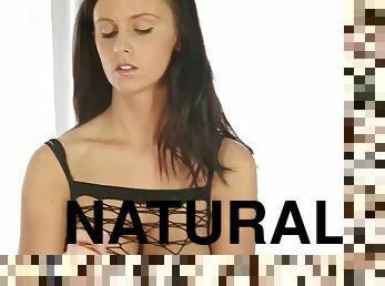 Big natural breasts masseuse handjobs cock under the table