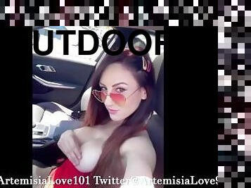 Horny Artemisia Love flashing tits in the car OF@ArtemisiaLove101 & ArtemisiaLove9